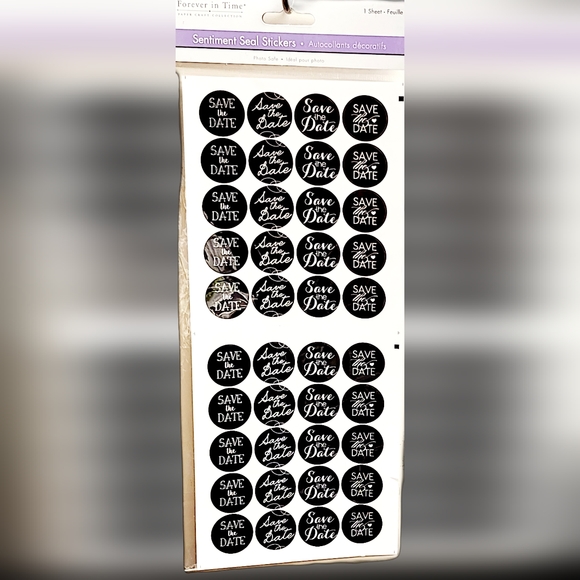 NWT Forever In Time Set of 40 Round Black/White SAVE THE DATE Sticker Seals! - Picture 7 of 9